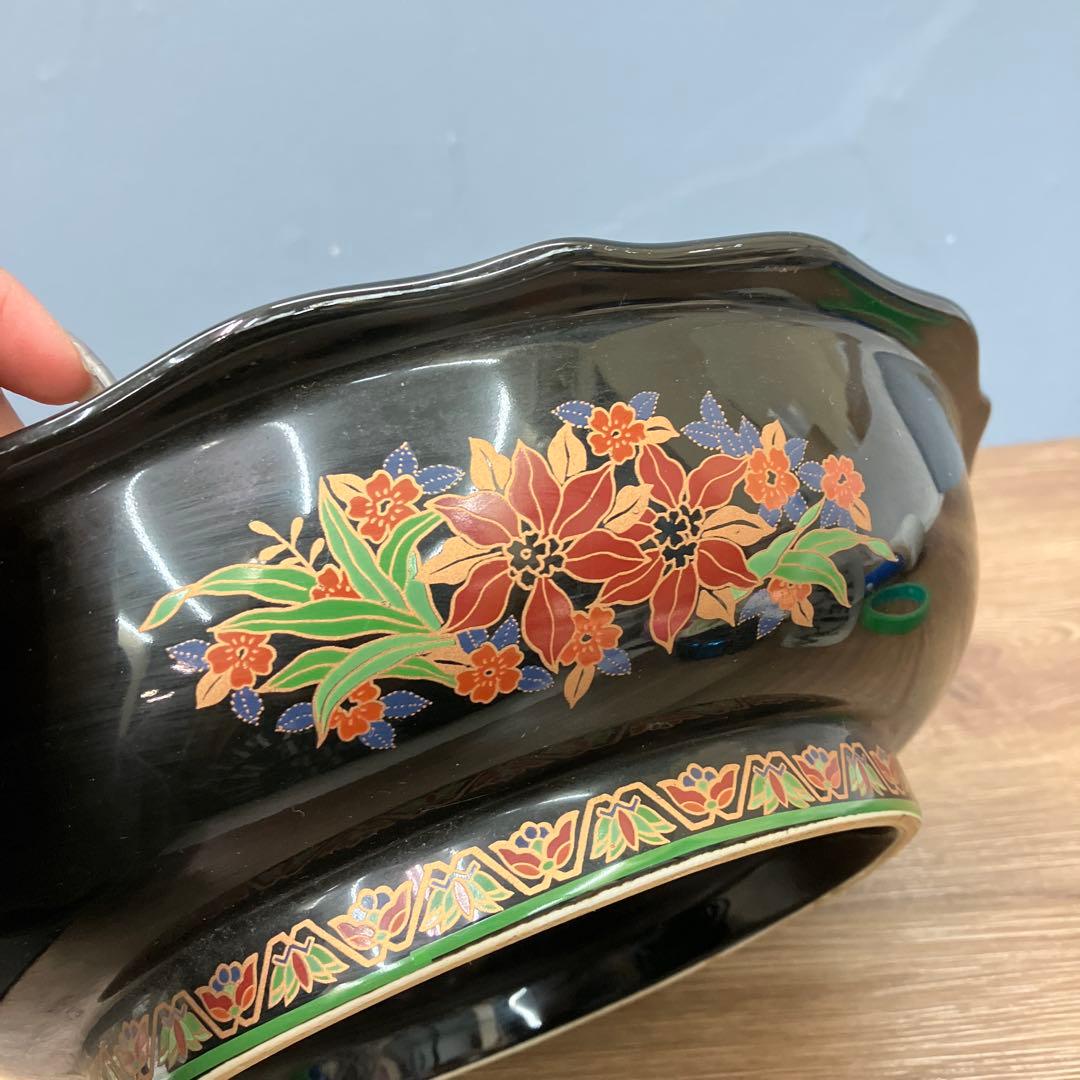 E-1 菓子鉢 盛鉢 花柄 扇面文様 伝統工芸 金彩 陶器製 焼き物 食器