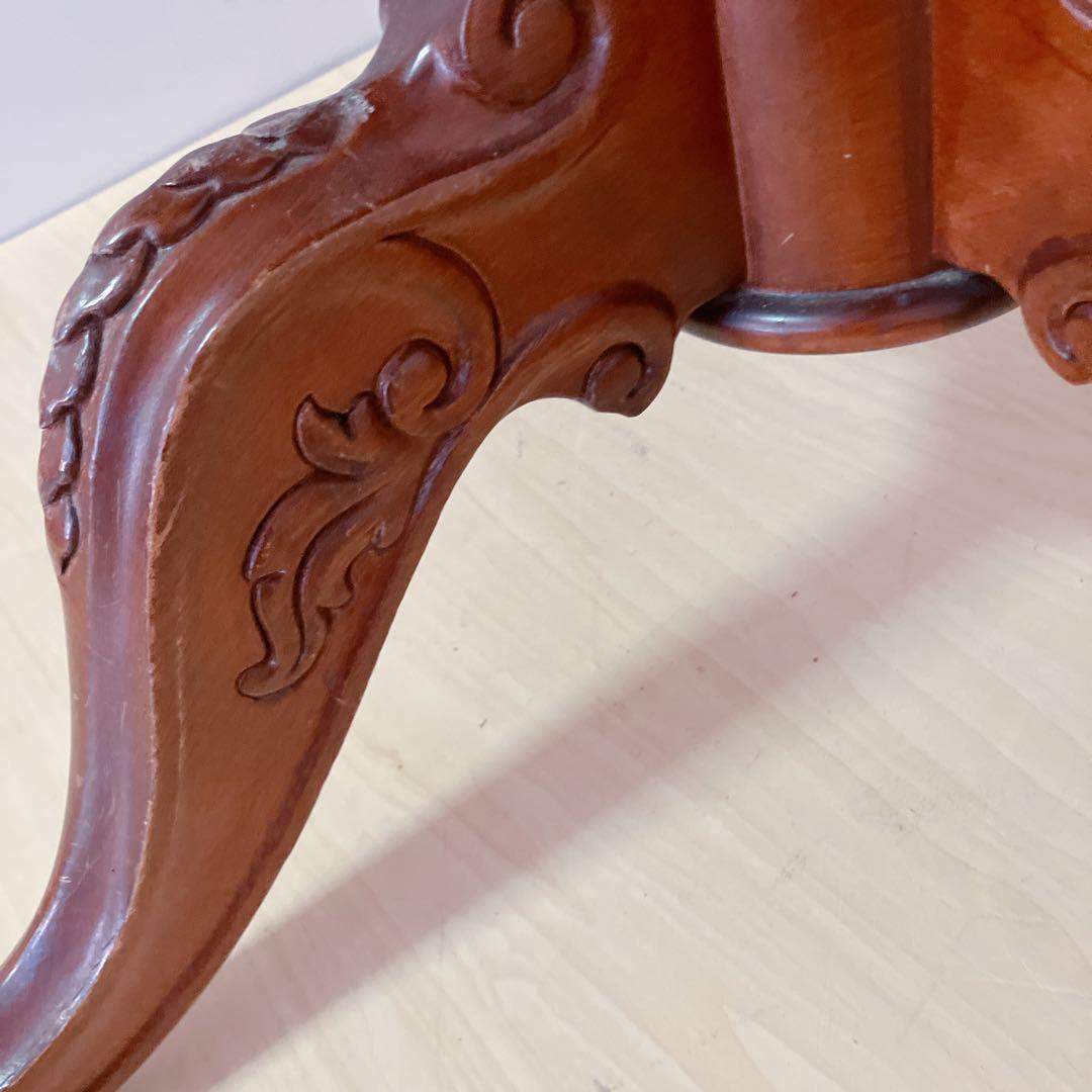 象嵌細工　コーヒーテーブル　円形テーブル　アンティーク調　カフェテーブル