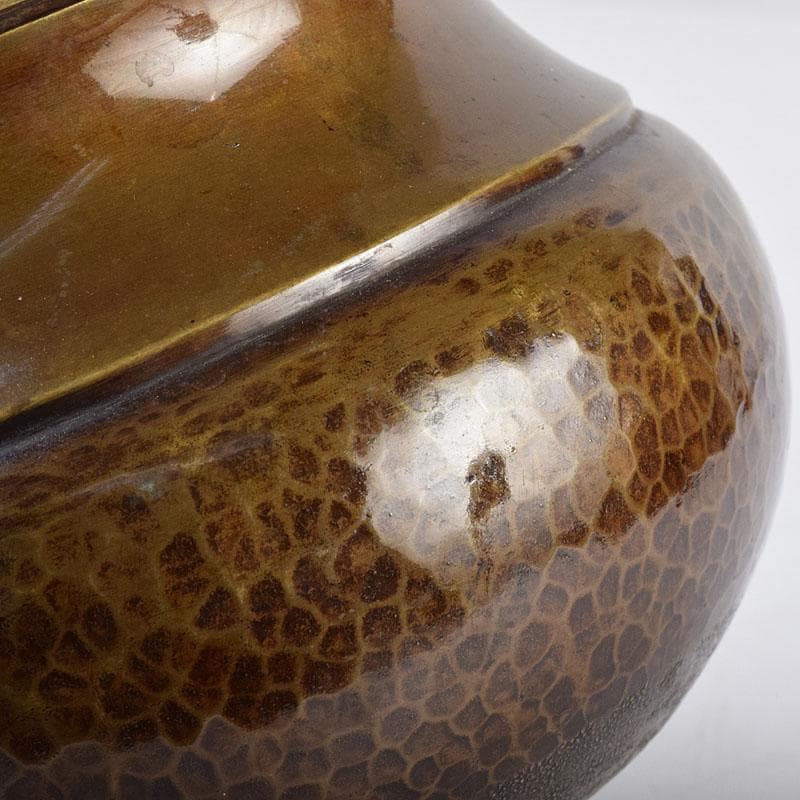 煎茶道具　黄銅　落葉壷　茶こぼし　建水　在銘　共箱　V　R8904