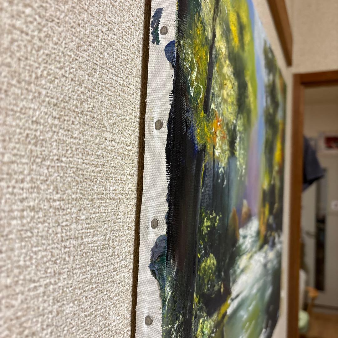 自作油彩画　油絵　風景画　湖　森