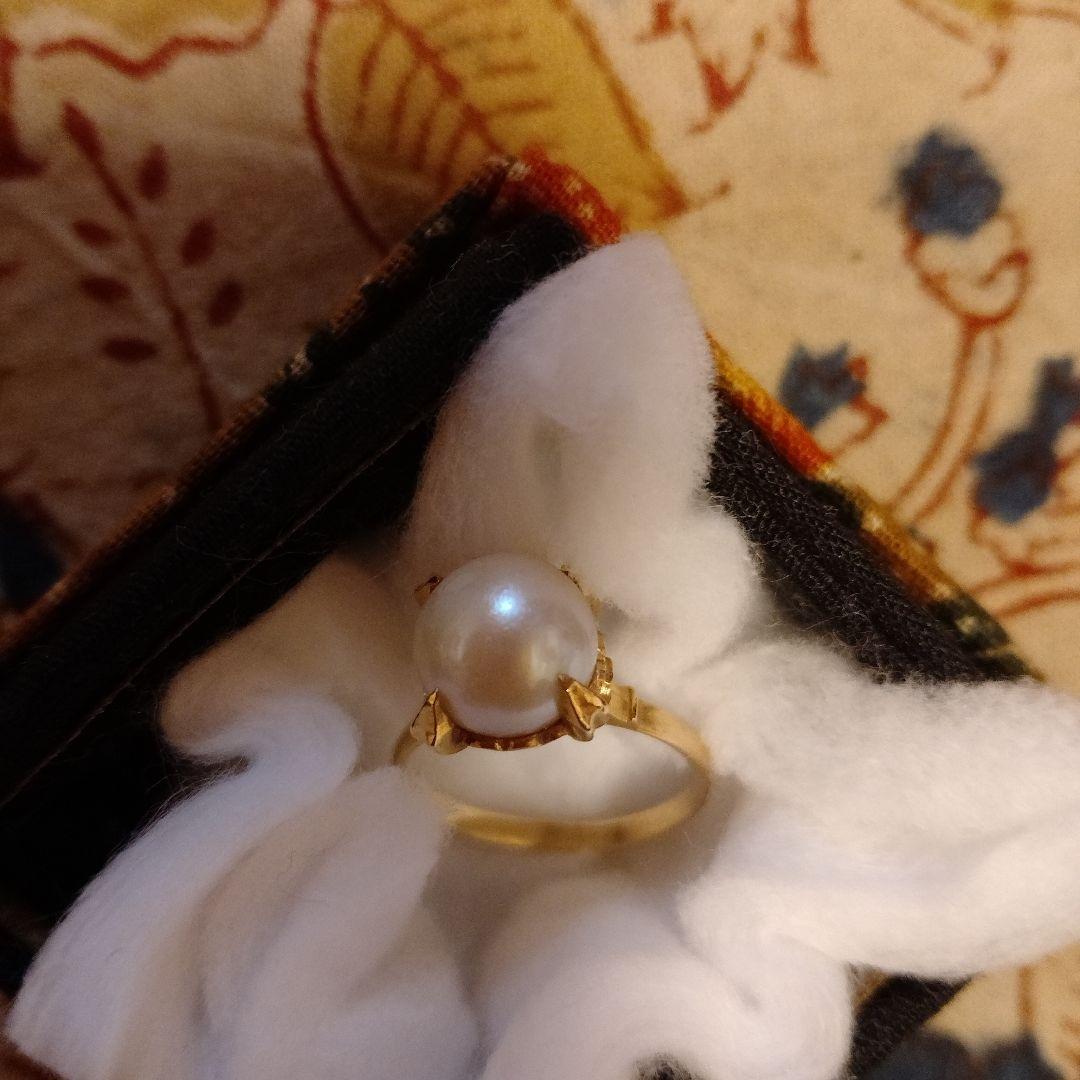 アンティークゴールドパールリング