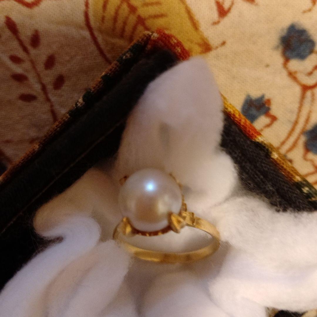 アンティークゴールドパールリング