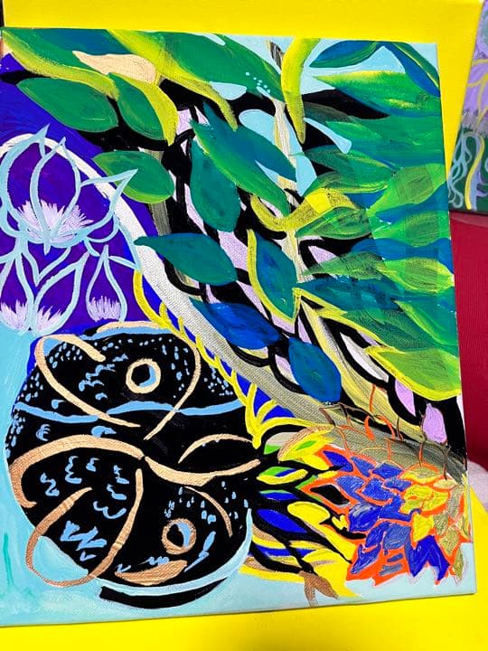 絵画　花　草