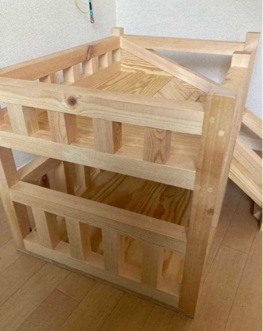 【小型犬向け】職人手作り 木製2階建てドッグハウス｜無垢材｜直接取引割引あり