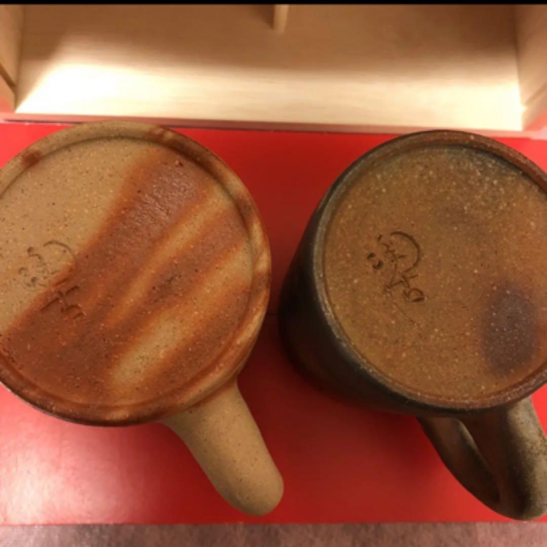 備前焼　マグカップ2客　小西陶古作品