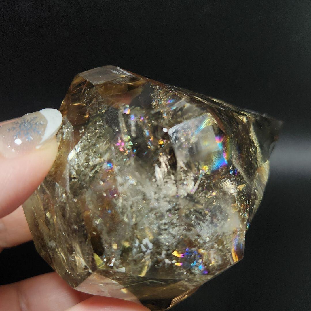 レア！【新品】天然ゼウスクオーツ ダイヤモンド置物 ★スモーキーシトリン★手彫り