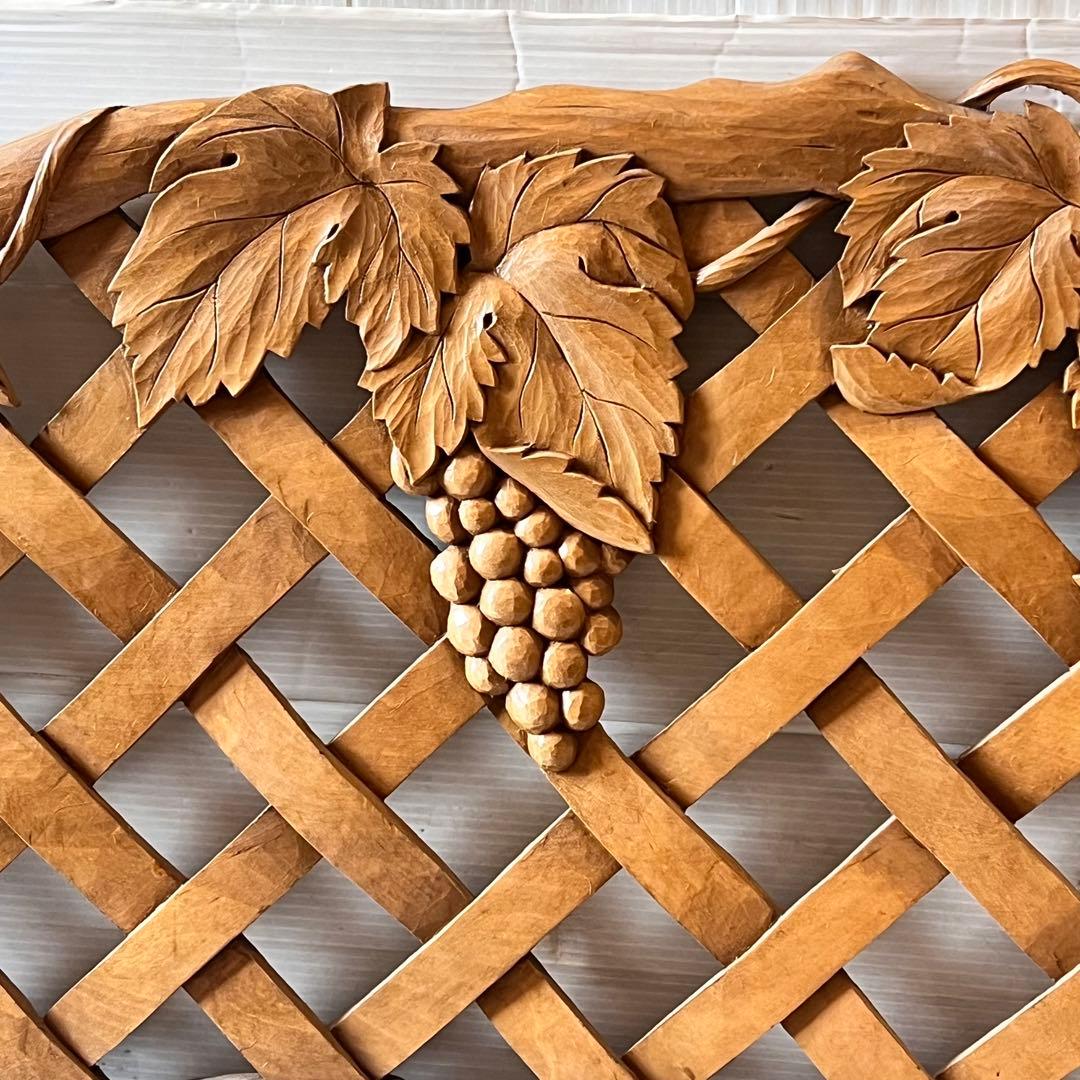 一点もの　木彫り　木製　ぶどう　ハンガー掛け　帽子掛け　インテリア