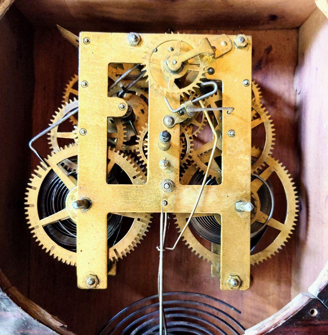 〈完動・美品〉松下時計製造所(初期松下)　金彩張り四ツ丸達磨型ゼンマイ振り子時計