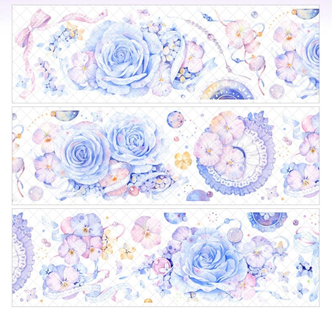 巻売 591★ 海外 マスキングテープ マステ PET 装飾 花 薔薇 虹光