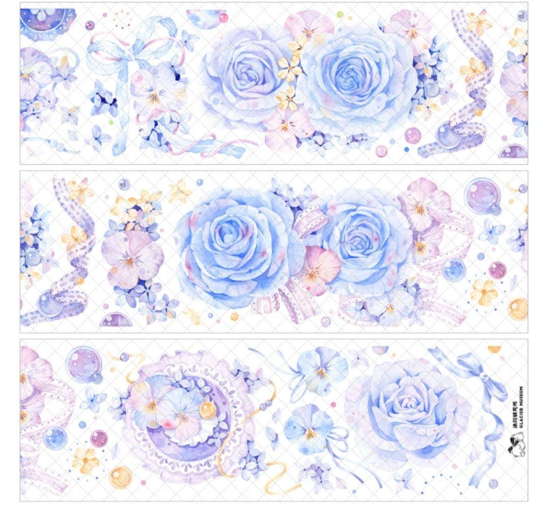 巻売 591★ 海外 マスキングテープ マステ PET 装飾 花 薔薇 虹光