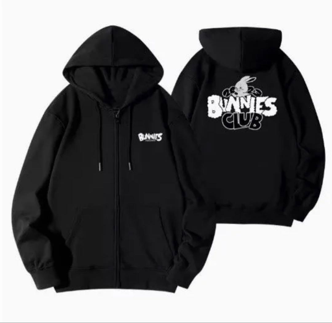 NEWJEANS BUNNIES CLUB パーカー【ブラック】
