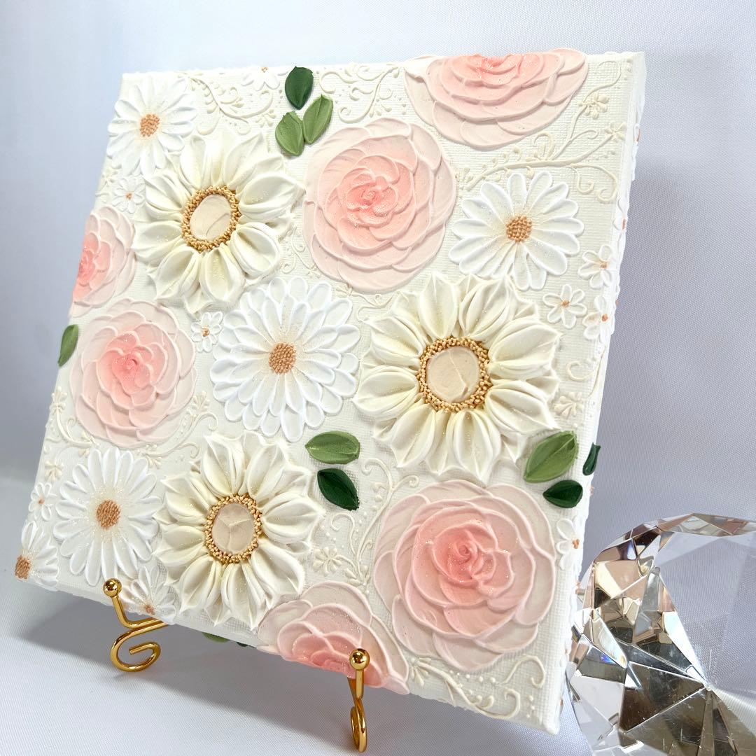 テクスチャーアート　絵画　インテリアアート　花　立体　絵　フラワーアート　花の絵