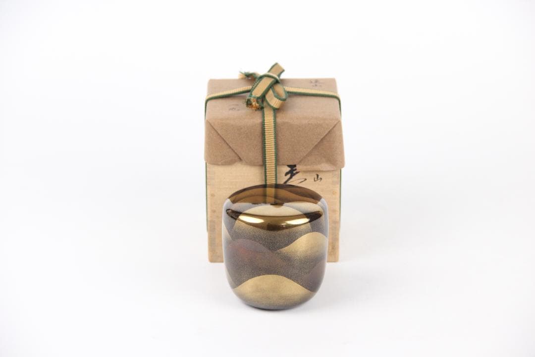一后一兆 作 落款あり　遠山蒔絵棗 内梨地 共箱布 茶道具 EG1-13