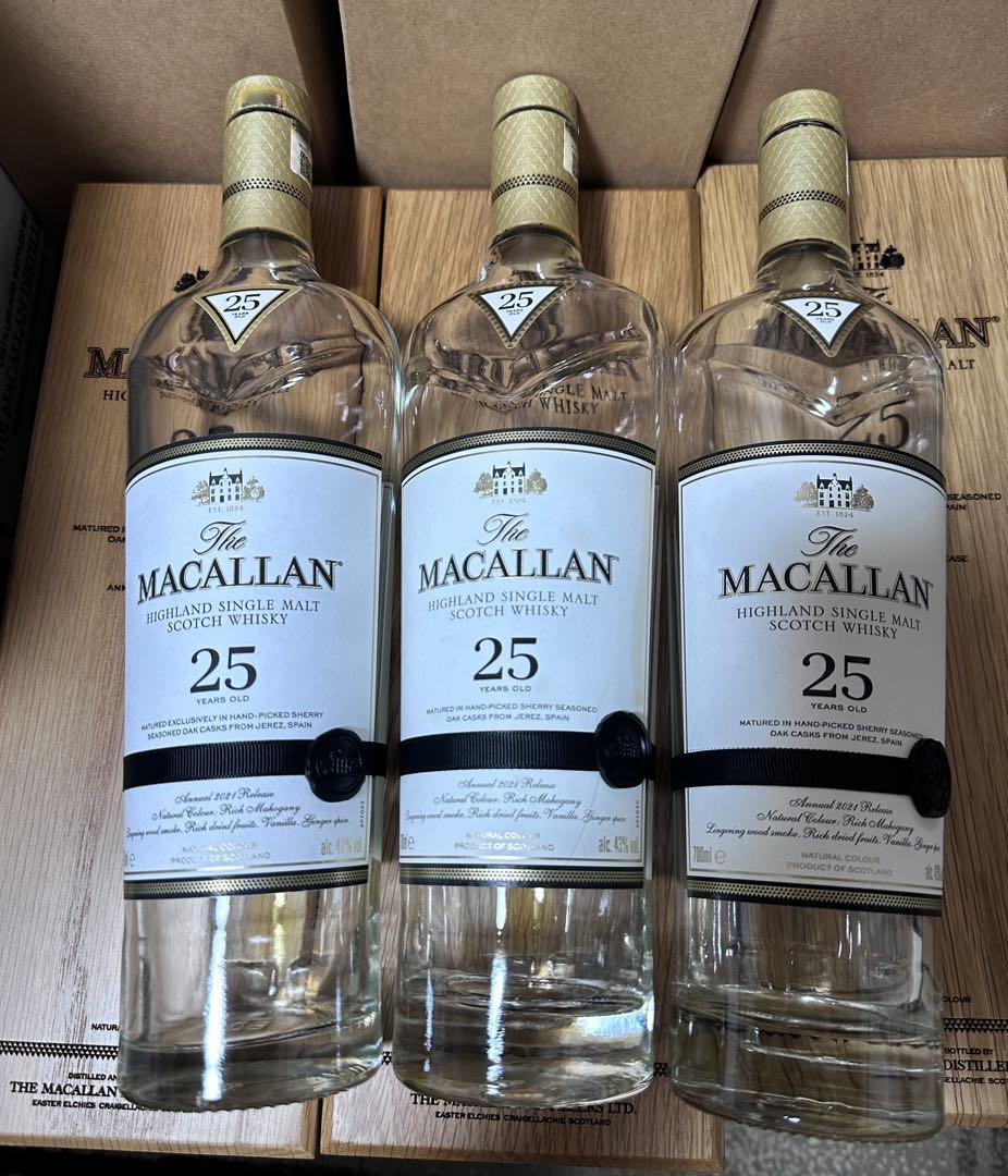 送料無料　マッカラン25年 1ケース　3本セット　コレクション　木箱付　空瓶