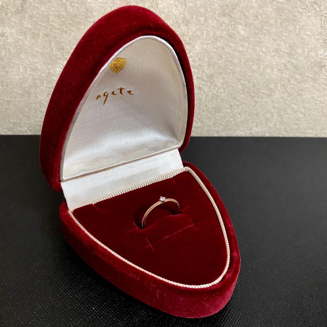 agete アガット K10 0.03ct ダイヤモンド リング 5号 ピンキー
