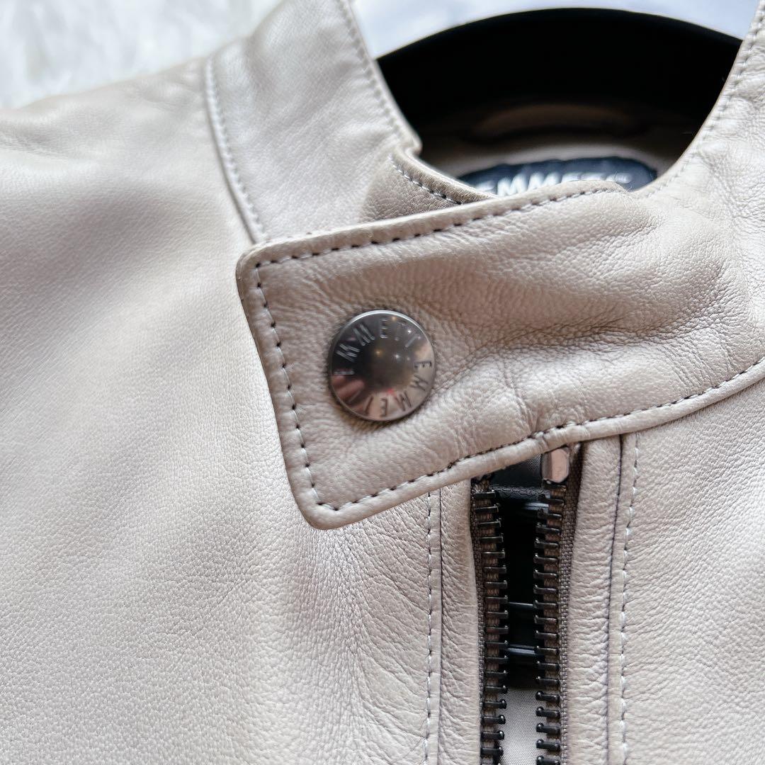 美品 エンメティ ラムレザー シングル ライダース アウター 46 伊製 高級