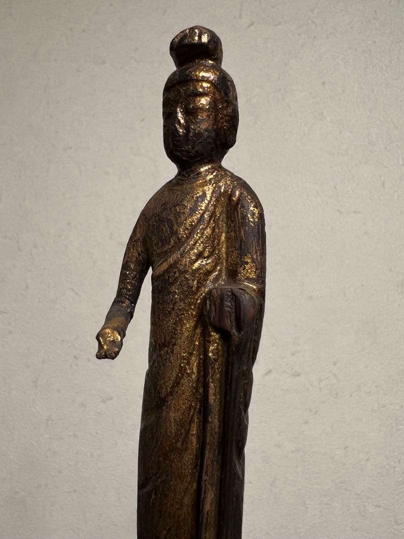 中国 逸品 釈迦如来立像 金箔 金彩 木彫 一木造 仏像 仏教美術 骨董 古美術