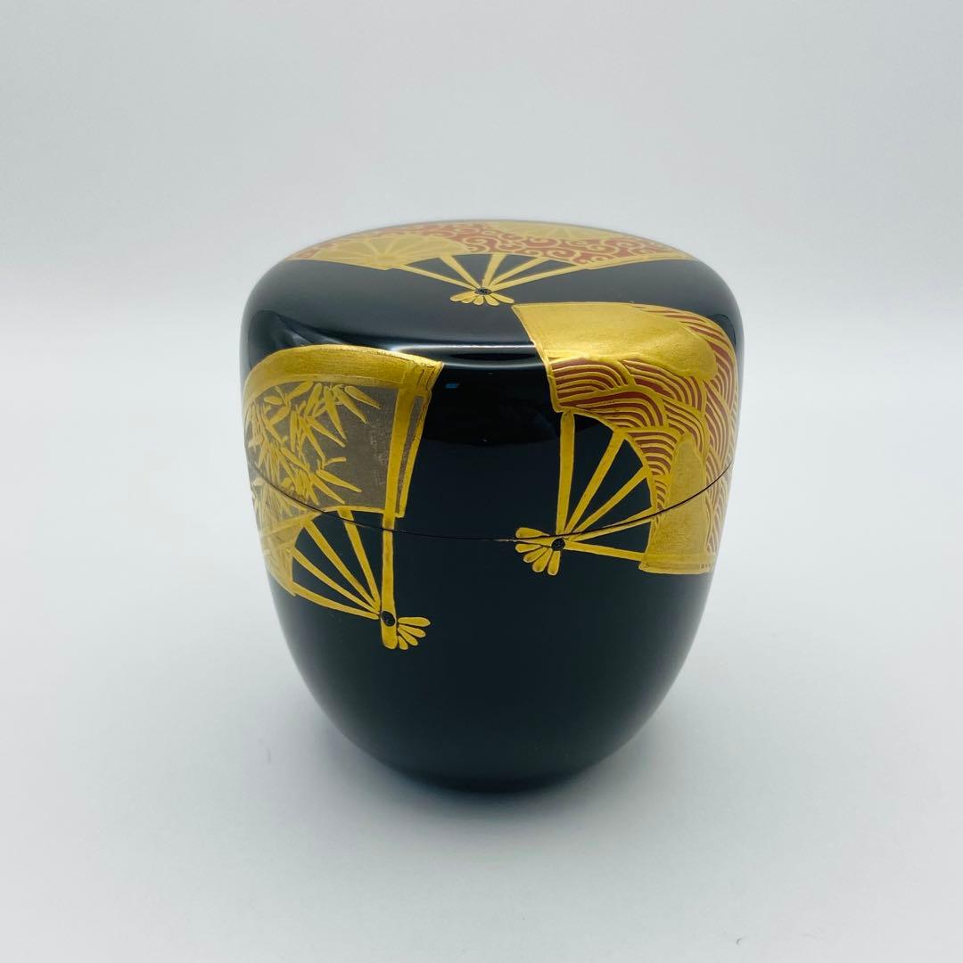 中棗 扇面蒔絵 黒　宗祥　共箱入　茶道具　薄茶器　木製　漆芸　伝統工芸品
