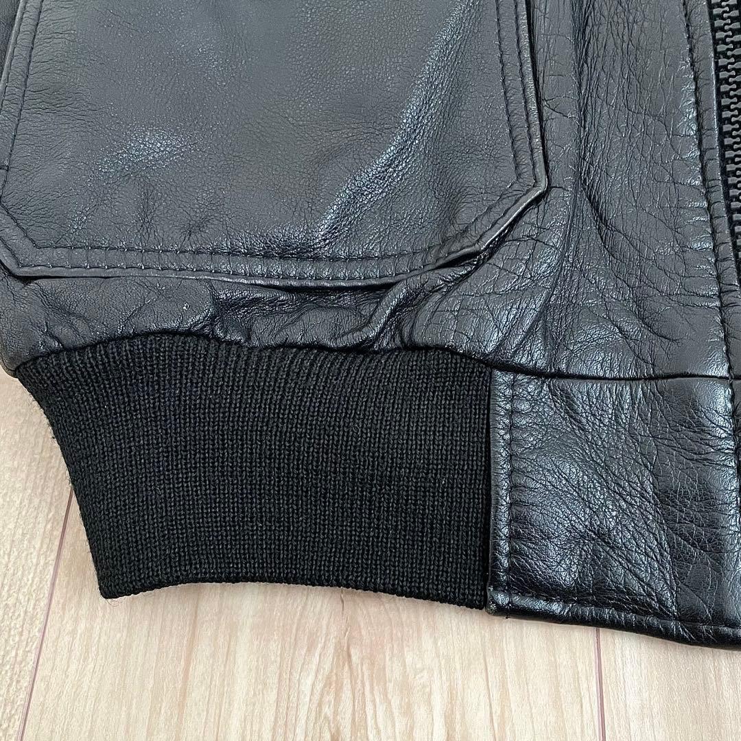 A2 G1 TYPE ヴィンテージ レザーフライトジャケット ライナー付き 黒