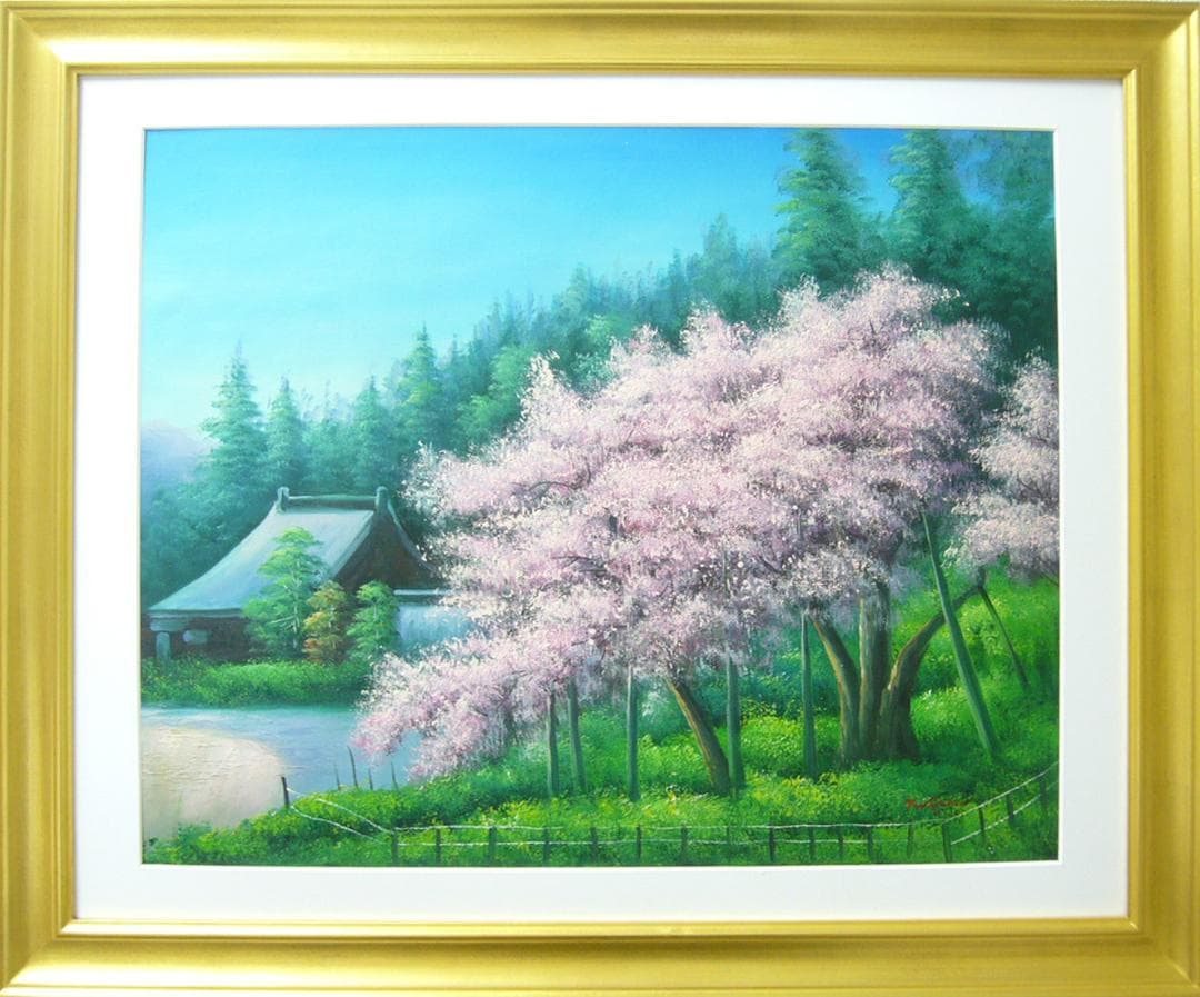 絵画 油絵 作者不詳 肉筆油絵 古木桜