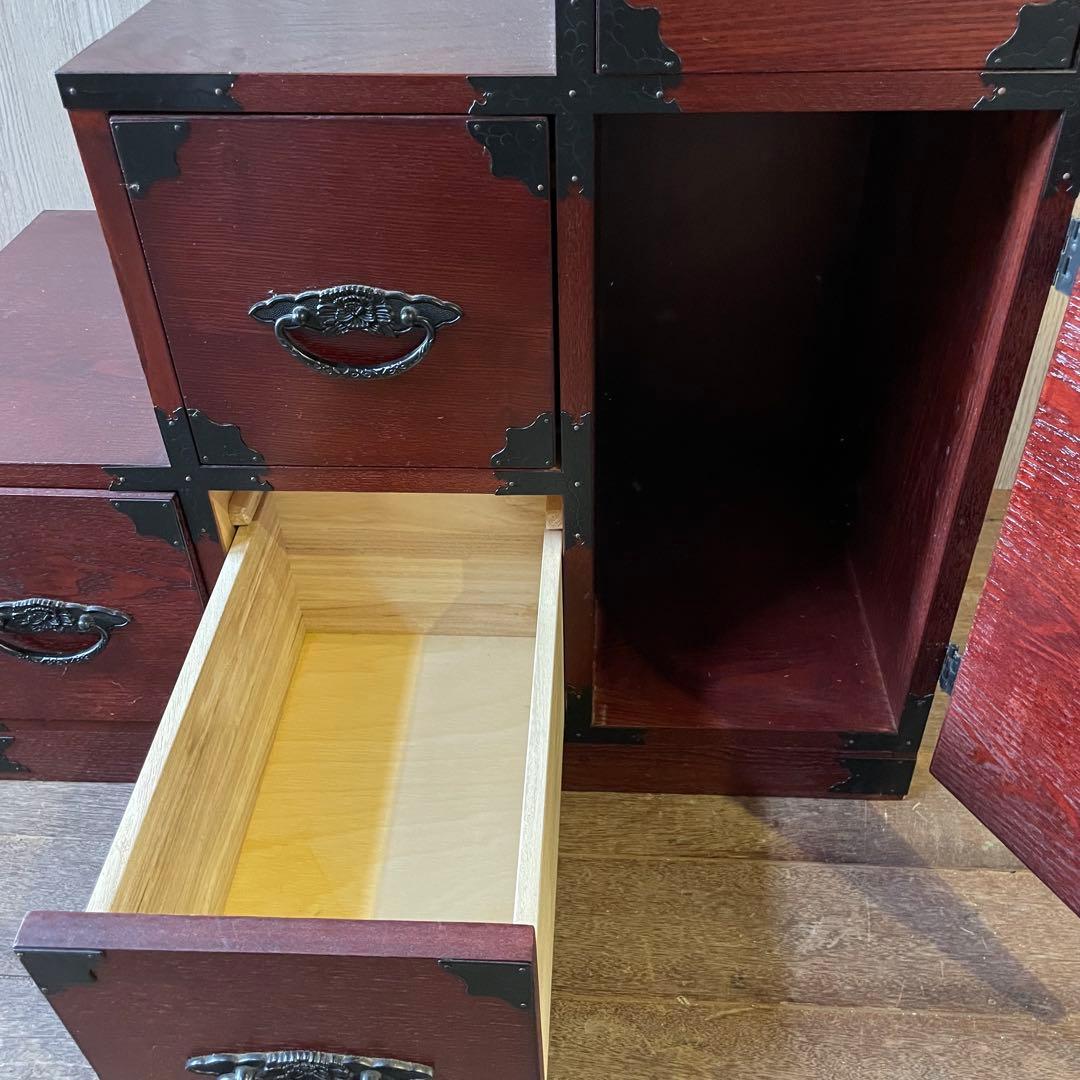 階段箪笥 昭和レトロ 左下り 飾り棚 収納棚 アンティーク家具 小物収納