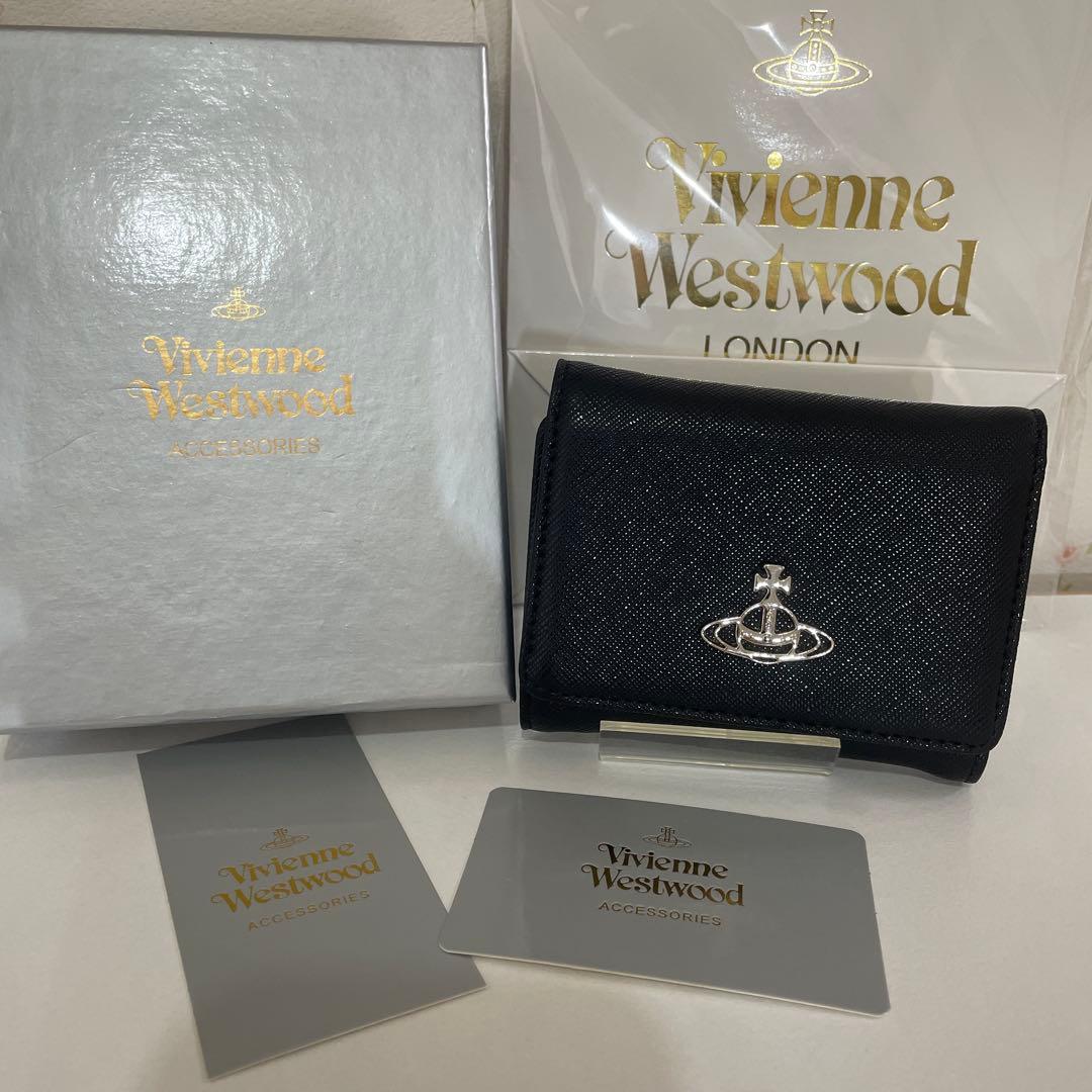 ショッパー付　ヴィヴィアン・ウエストウッド　三折り財布 ブラック