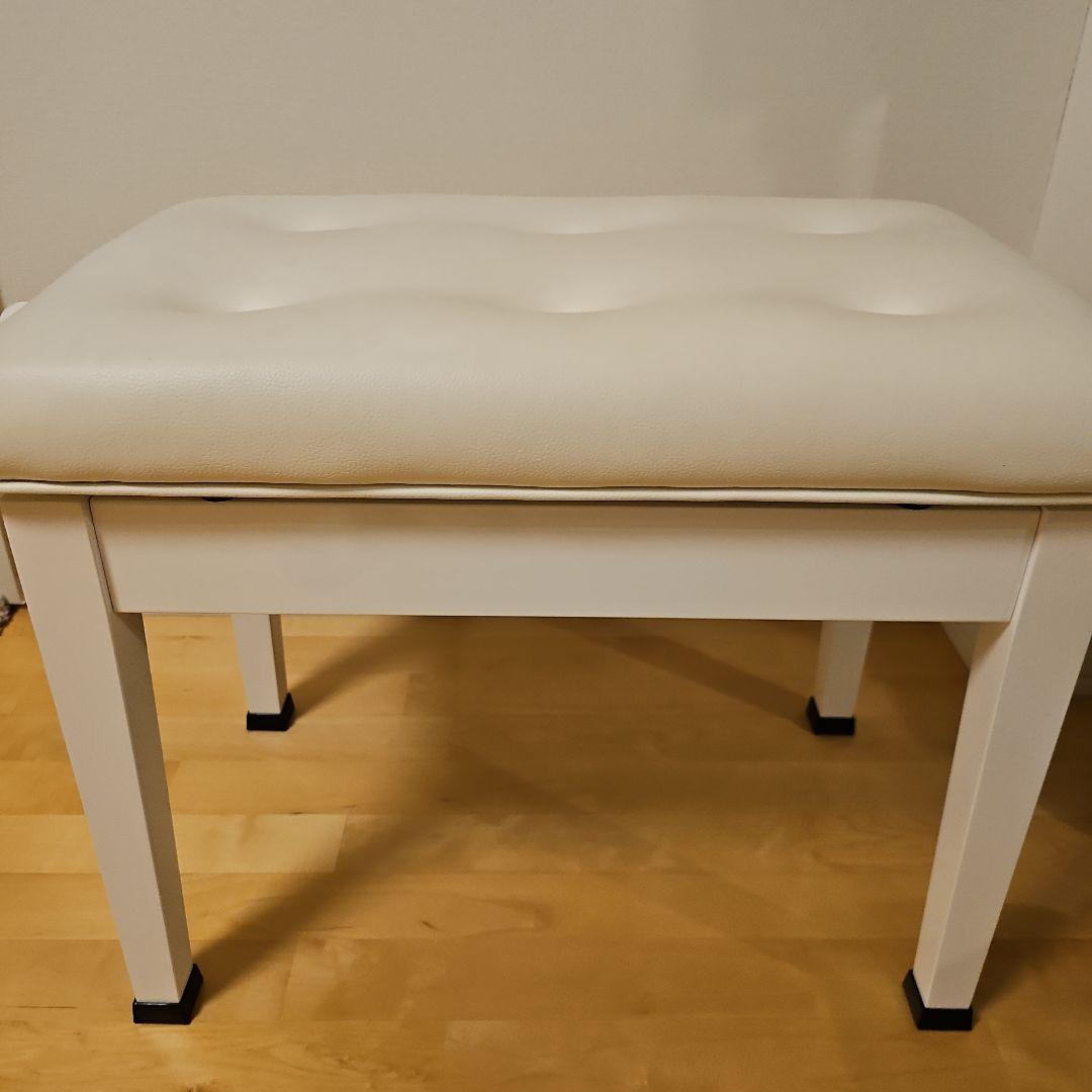 ピアノ椅子　ホワイト　高さ調節機能付き