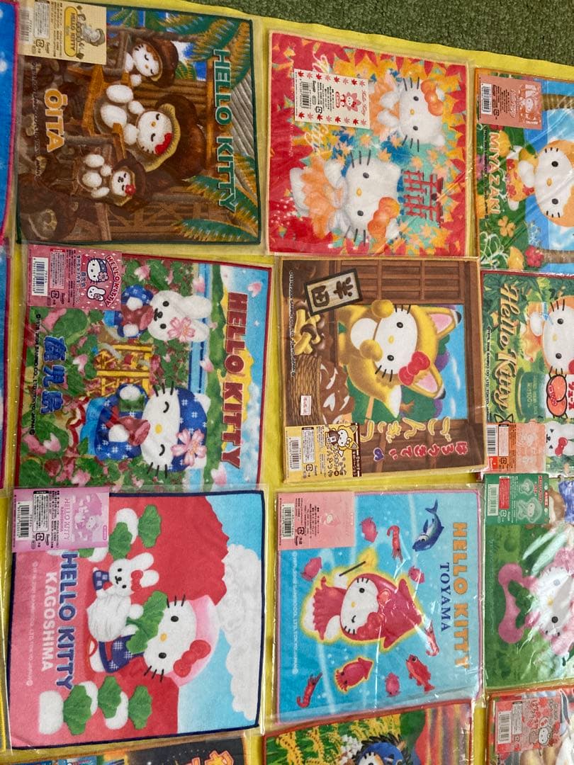 12345 ご当地‼️✳️キティタオルハンカチ‼️43枚✳️プチタオルサンリオ　レトロ