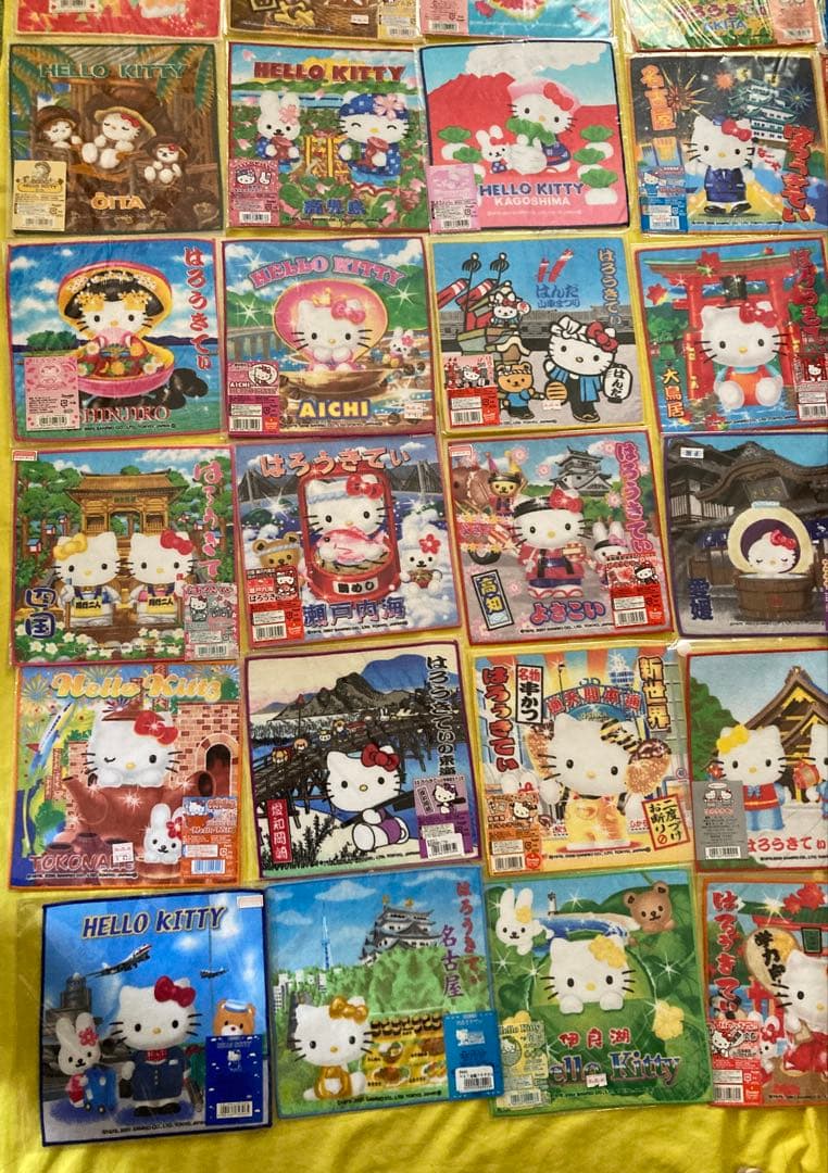 12345 ご当地‼️✳️キティタオルハンカチ‼️43枚✳️プチタオルサンリオ　レトロ