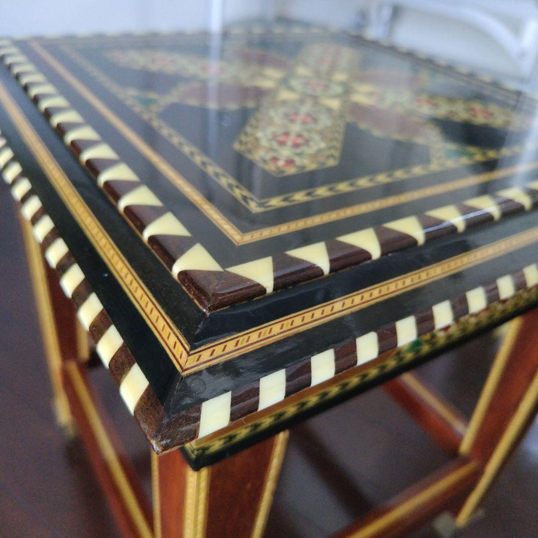 アンティーク 象嵌 寄木細工 天然木 ウッドチェア 飾り台