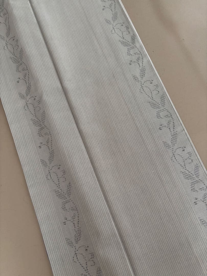 奥順 証紙 はたおり娘 結城紬 ライトグレー 亀甲絣 更紗 80亀甲 極美品