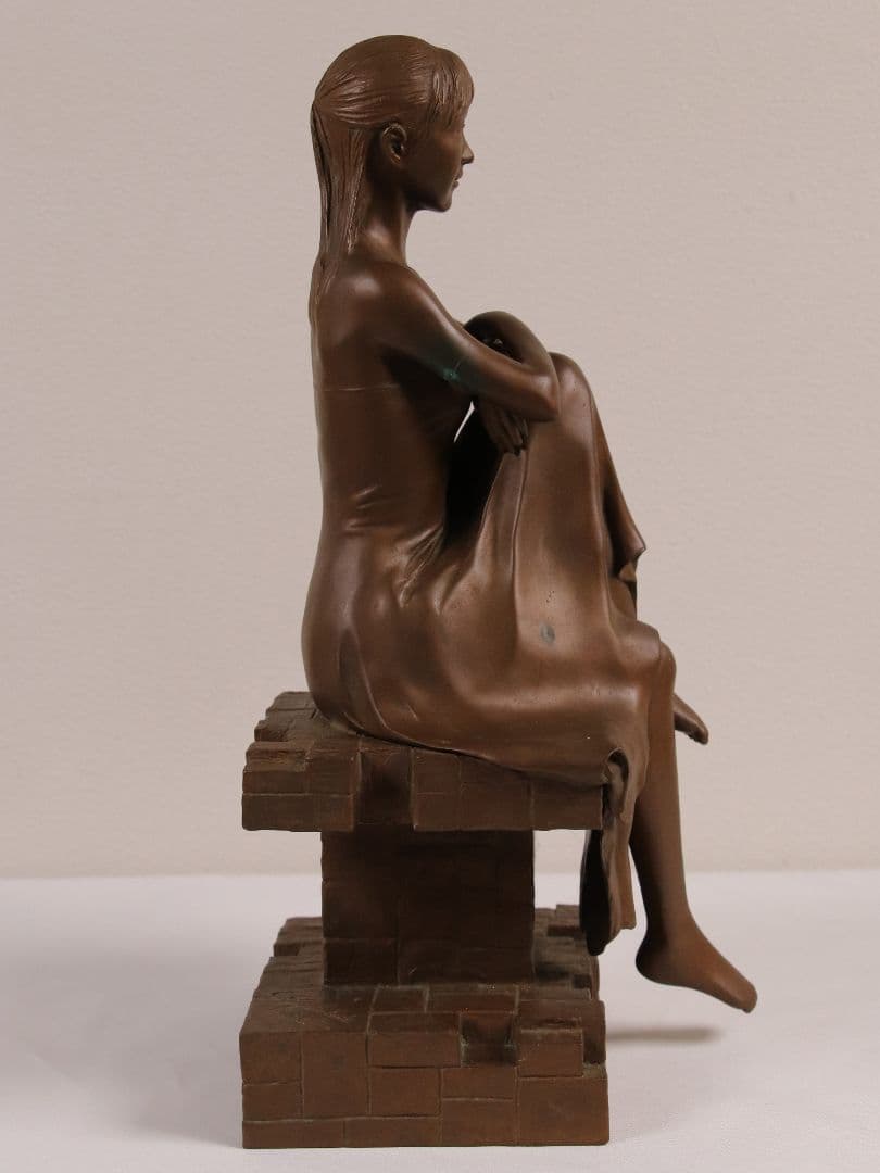 高岡銅器 稲田喜秀 プロムナード 限定31/750 鋳銅製 置物 女性 M878