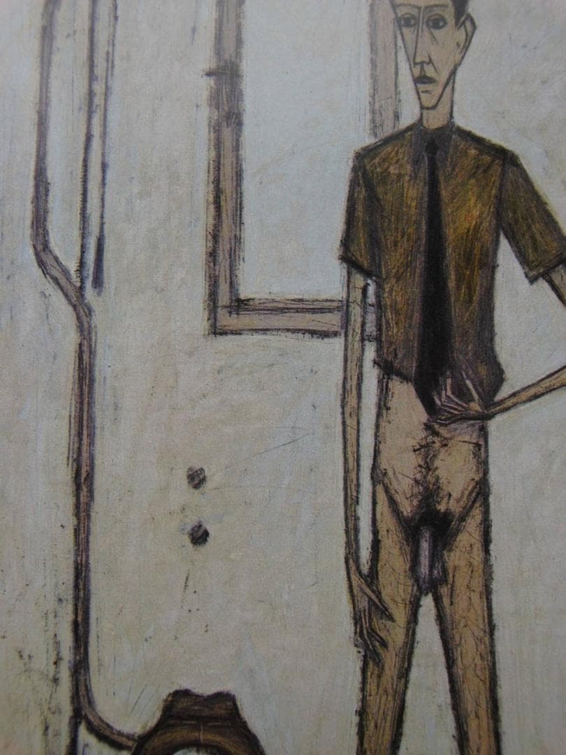 ベルナール・ビュッフェ、「Homme au cabinet」、希少画集の額装画