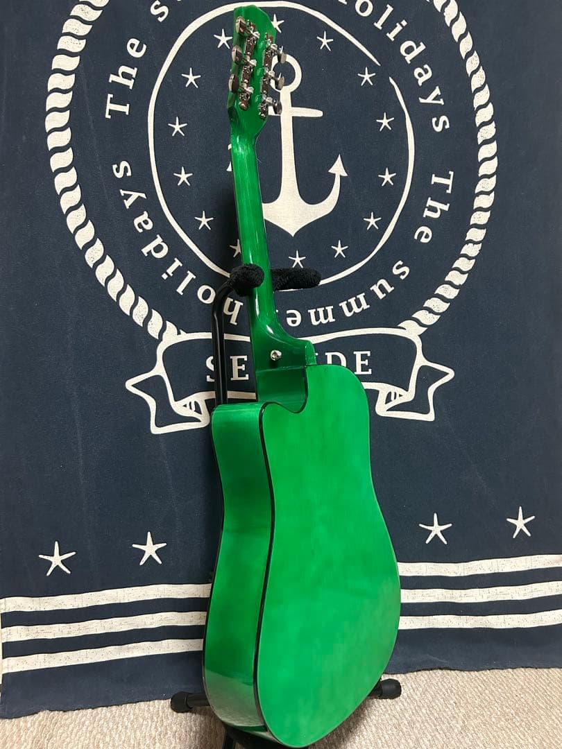 今月末迄　特価‼️新品未使用グリーン　タイガーグラフィック　アコースティックギター