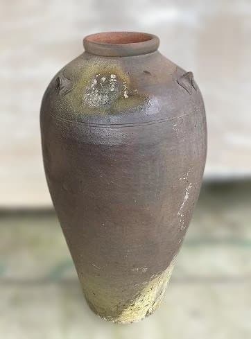 琉球焼の三耳締壷 大花瓶 高さ68cm 古民具 甕 壷屋焼 水瓶