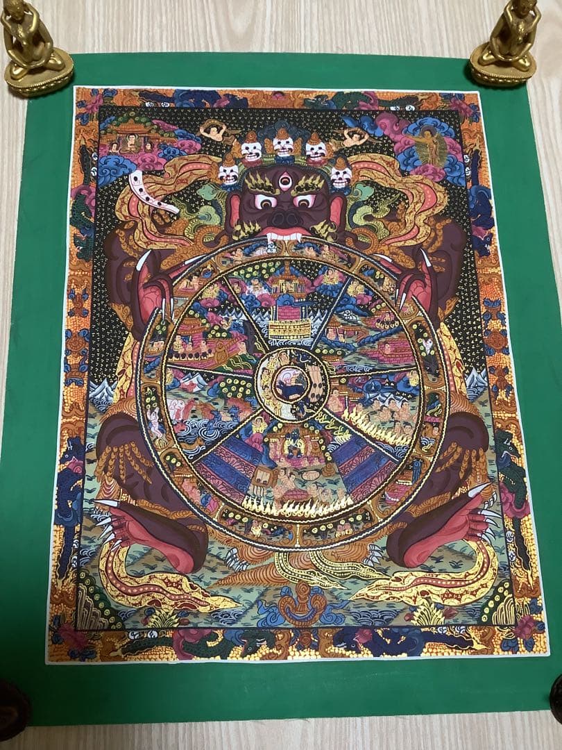 《 チベット密教　新品　1点物 》 六道輪廻　曼荼羅　手描き　仏教　密教　26