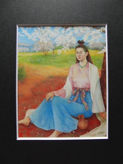 寺田英子、【笠沙の御前（かささのみさき）】、希少な額装用画集より、美品