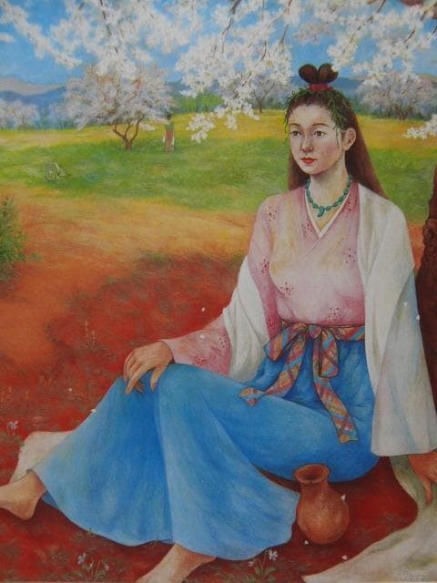 寺田英子、【笠沙の御前（かささのみさき）】、希少な額装用画集より、美品