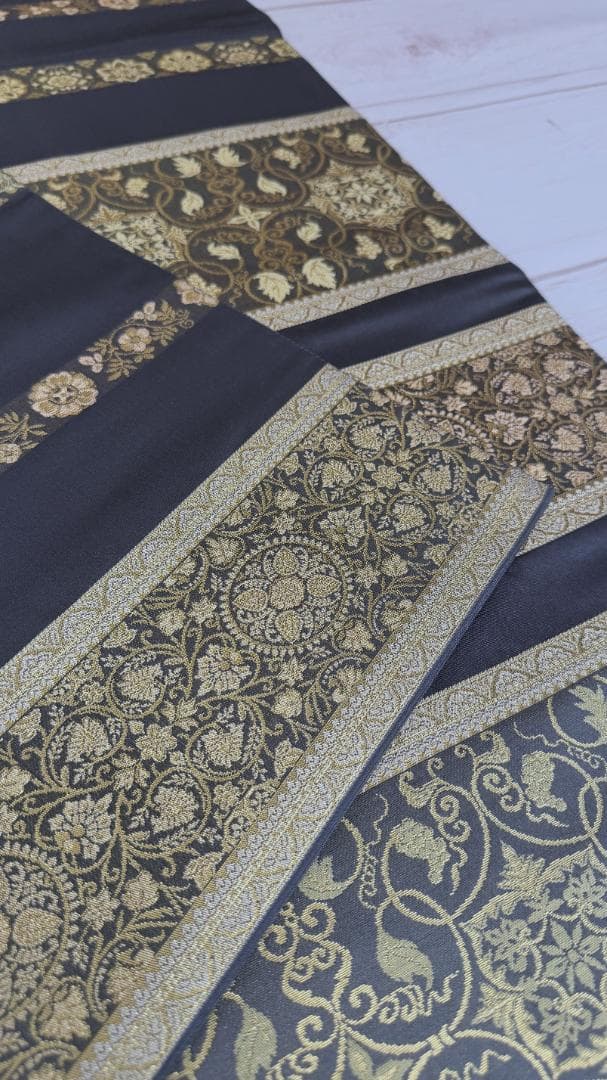 帯３箔清兵衛　草木染　正倉院間道裂織　袋帯　グレー系　未使用品　長さ４３８ｃｍ