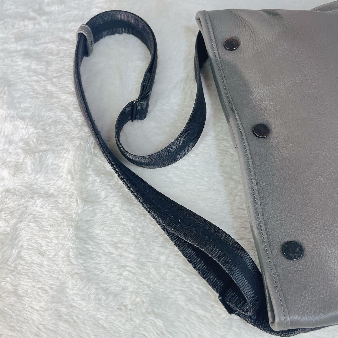 【美品】 PORTER ポーター ショルダーバッグ レザー グレー