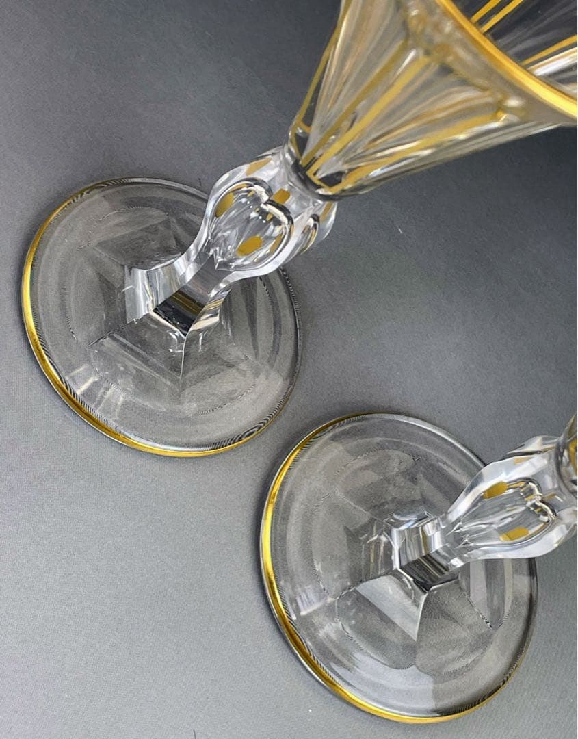 モーゼル 金彩装飾 リキュールグラス ペア シャンパングラス ワイングラス