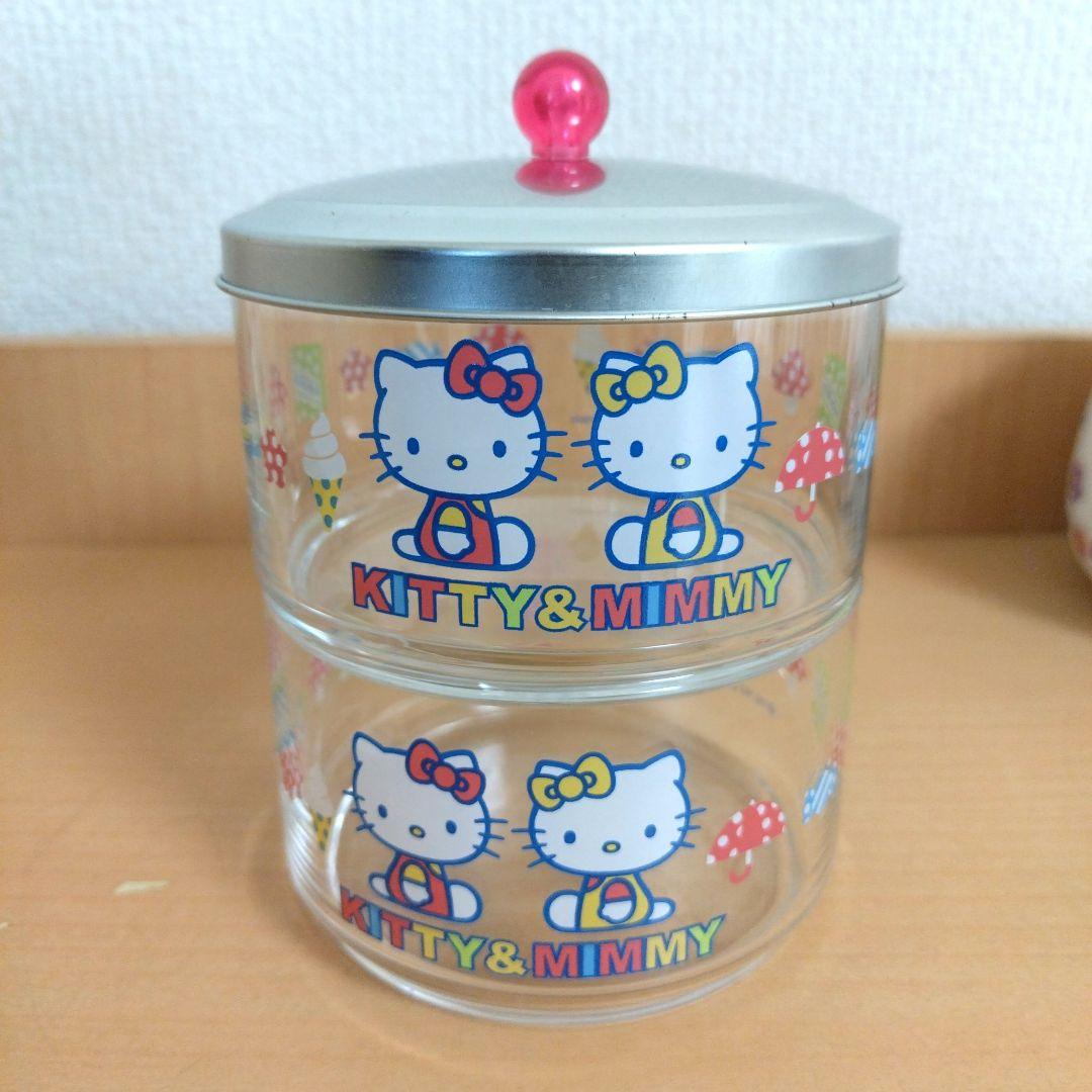 ハローキティ 陶製キャンディポット ガラスキャニスター ガラスポット 3個セット