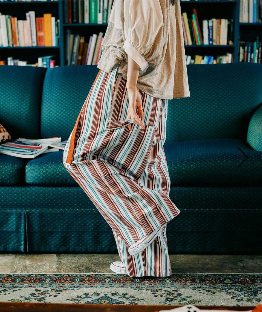 ★Harry★プロフ必読専用　ニコアンド　マルチストライプワークパンツ　サイズL