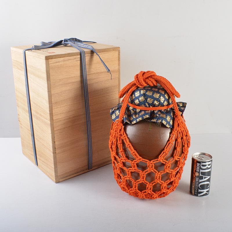 丹波焼　信水窯　市野克明　飾壷　口覆・飾紐付　共箱　M R5667C