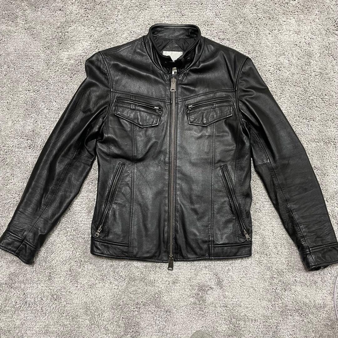 【BUFFALOBOBS】ブラックレザー シングルライダース　羊革　サイズ3