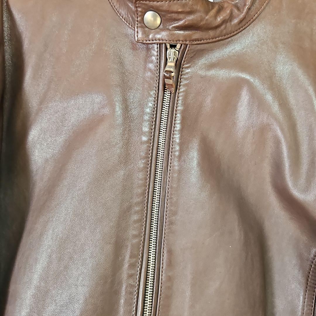 【サイズ44】EMMETI JURI ブラウンレザーシングルライダースジャケット