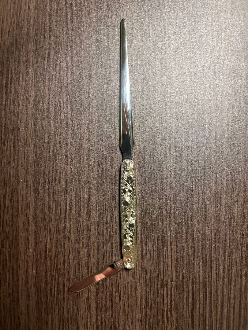 藤本保広工房 #21 純銀製ペーパーナイフ Fウィング刻印 桐箱付