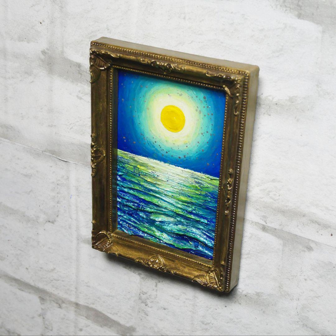 油絵 油彩 油彩画 絵 絵画 ミニ絵画【月の海】