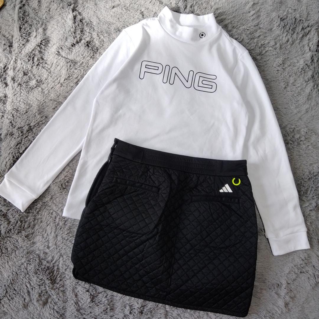 PING/adidas♡モックネック長袖/中綿スカート♡L ゴルフ/スポーツ