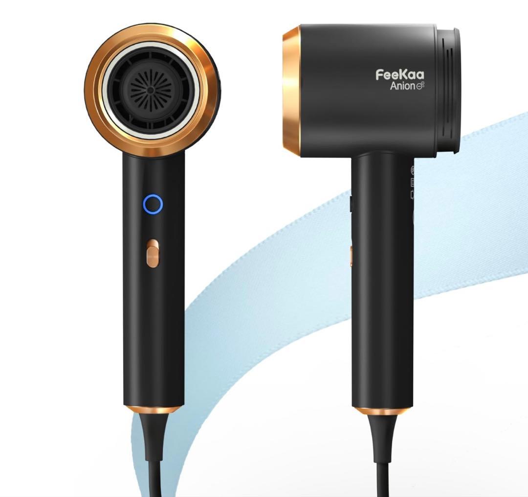 Feekaa ドライヤー 大風量 速乾 軽量 低騒音 低温 ブラック